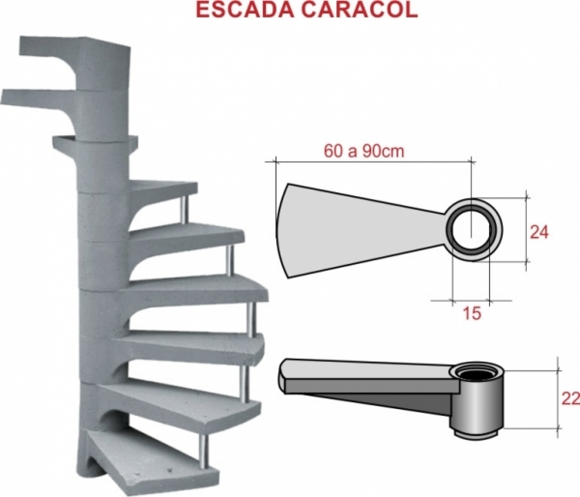 Esquema da escada caracol Concreviga