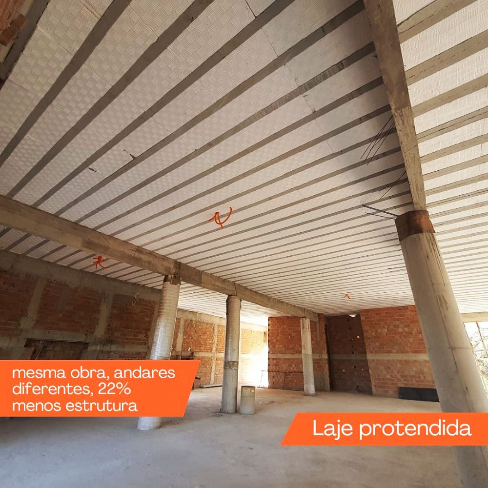 Laje protendida em obra
