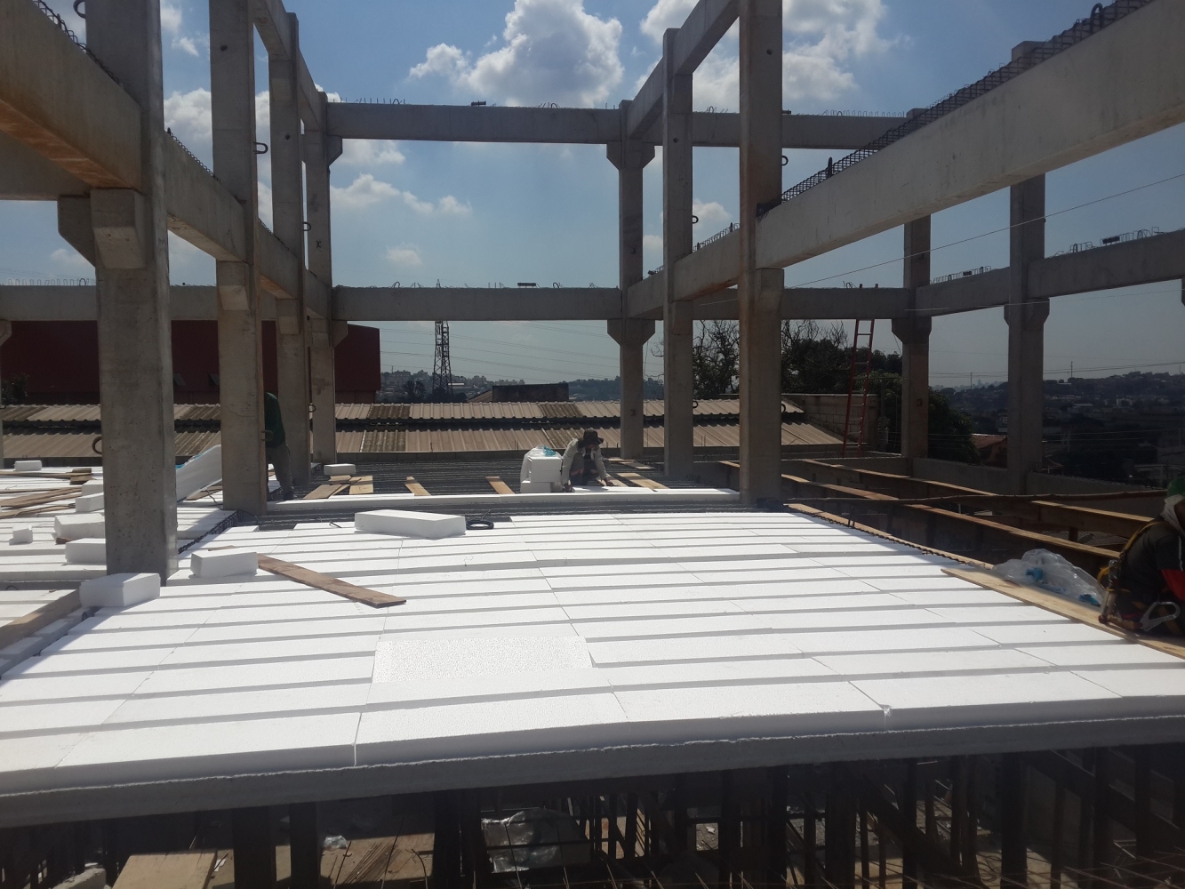 Laje protendida em obra